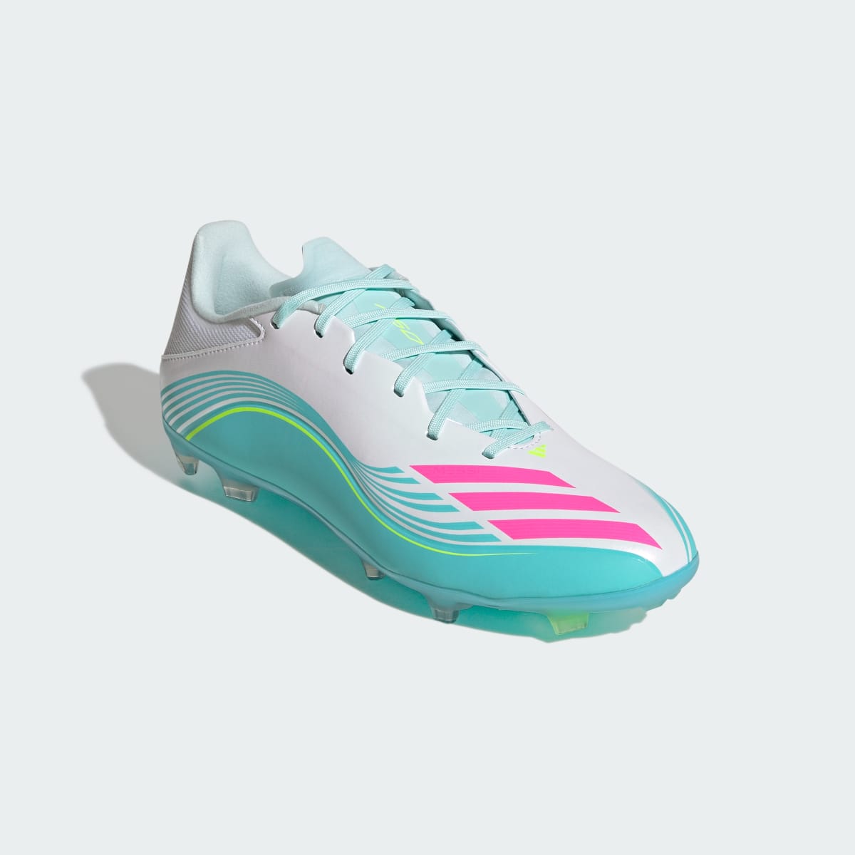 Adidas Women's F50 MESSI LEAGUE Firm Ground /Multi Ground Soccer Cleats - Cloud White / Lucid Pink / Flash Aqua - Image 5