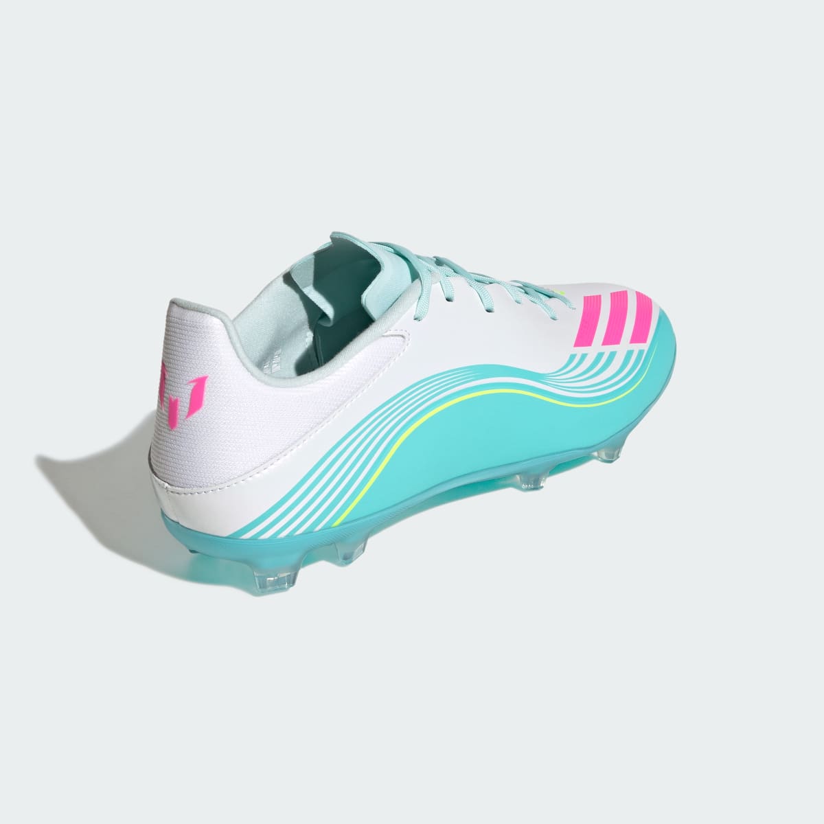 Adidas Women's F50 MESSI LEAGUE Firm Ground /Multi Ground Soccer Cleats - Cloud White / Lucid Pink / Flash Aqua - Image 6