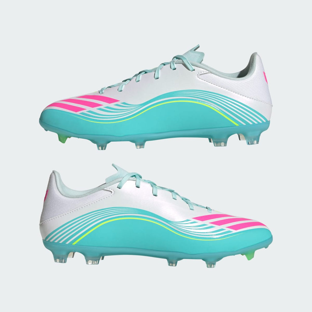 Adidas Women's F50 MESSI LEAGUE Firm Ground /Multi Ground Soccer Cleats - Cloud White / Lucid Pink / Flash Aqua - Image 8