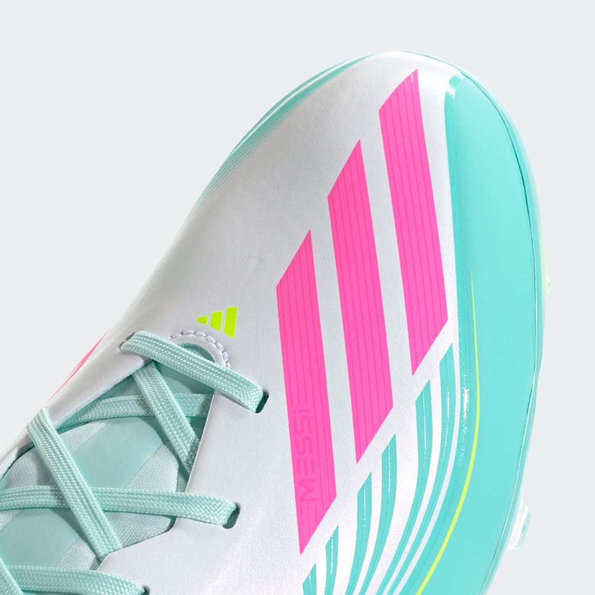 Adidas Women's F50 MESSI LEAGUE Firm Ground /Multi Ground Soccer Cleats - Cloud White / Lucid Pink / Flash Aqua - Image 9