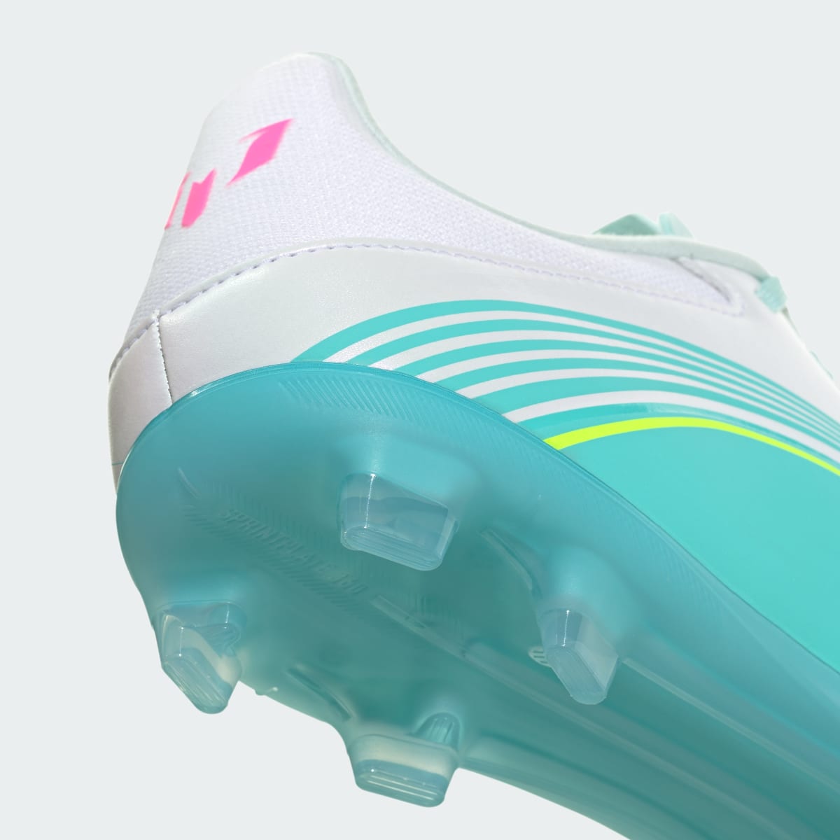 Adidas Women's F50 MESSI LEAGUE Firm Ground /Multi Ground Soccer Cleats - Cloud White / Lucid Pink / Flash Aqua - Image 10