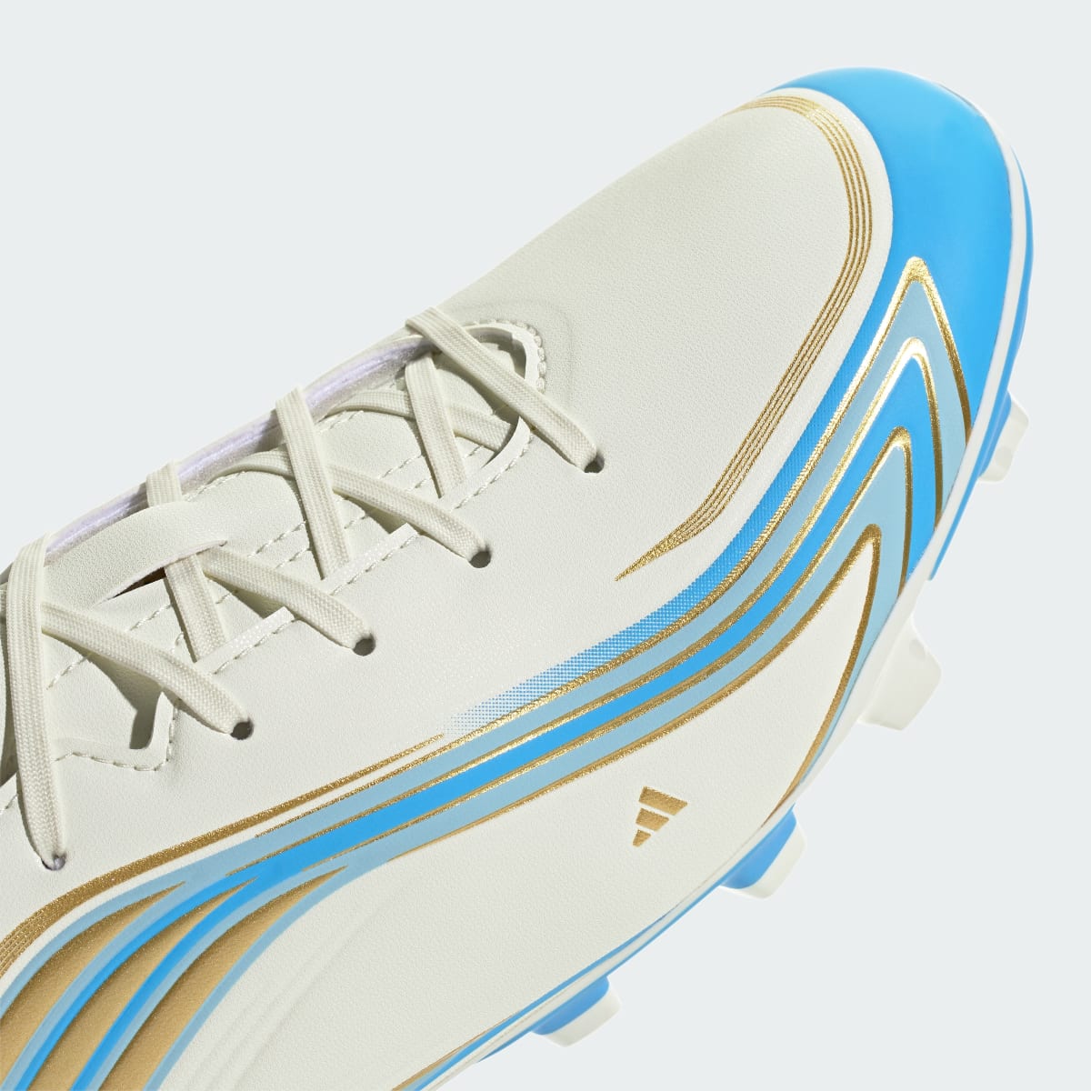 Adidas Women's F50 Messi Club Firm Ground / Multi Ground Soccer Cleats - Ivory / Semi Blue Burst / Icey Blue - Image 9