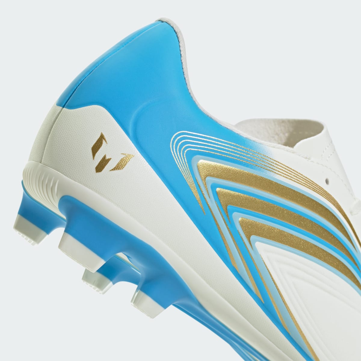 Adidas Women's F50 Messi Club Firm Ground / Multi Ground Soccer Cleats - Ivory / Semi Blue Burst / Icey Blue - Image 10