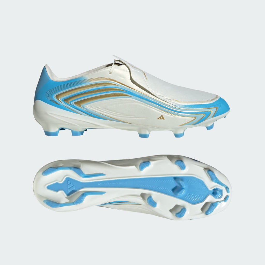 Adidas Women's F50 Messi League Firm Ground Soccer Cleats - Ivory / Semi Blue Burst / Icey Blue - Image 1
