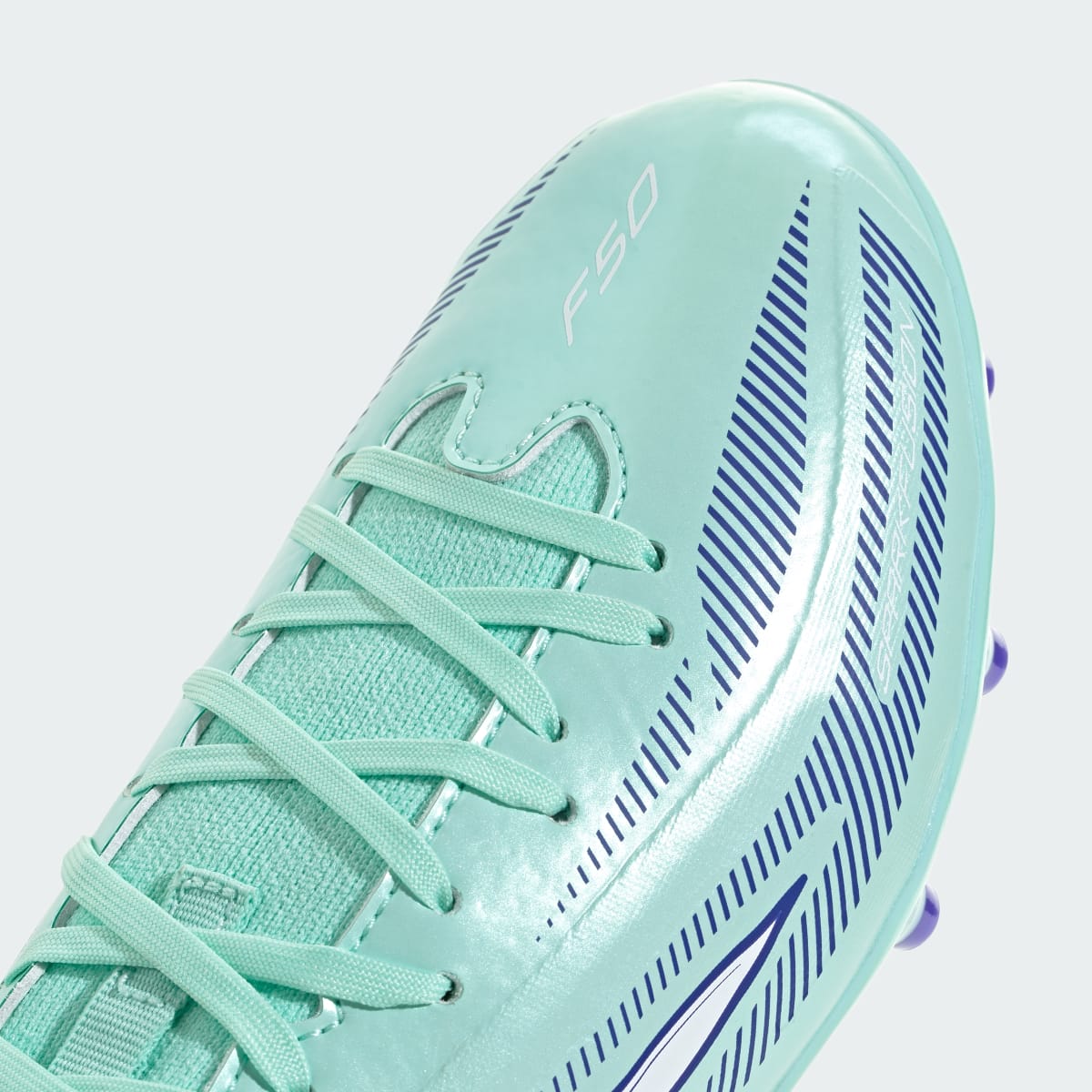 Adidas Kids' F50 SPARKFUSION LEAGUE Mid Cut Firm Ground / Artificial Ground Soccer Cleats Kids - Clear Mint / Cloud White / Solar Purple - Image 10