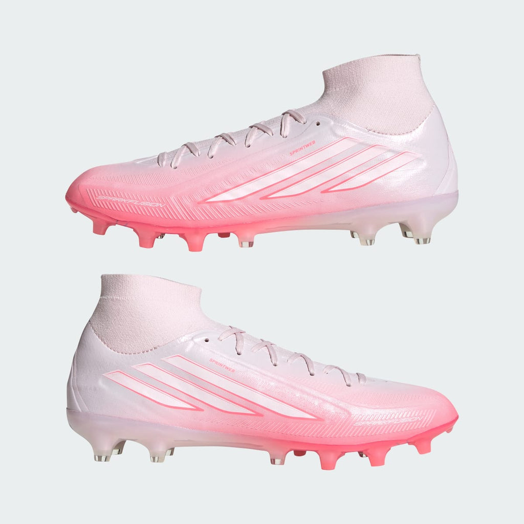 Adidas Women's F50 SPARKFUSION PRO Mid Cut Firm Ground / Artificial Ground Soccer Cleats Womens - Solar Turbo / Cloud White / Distilled Pink - Image 8