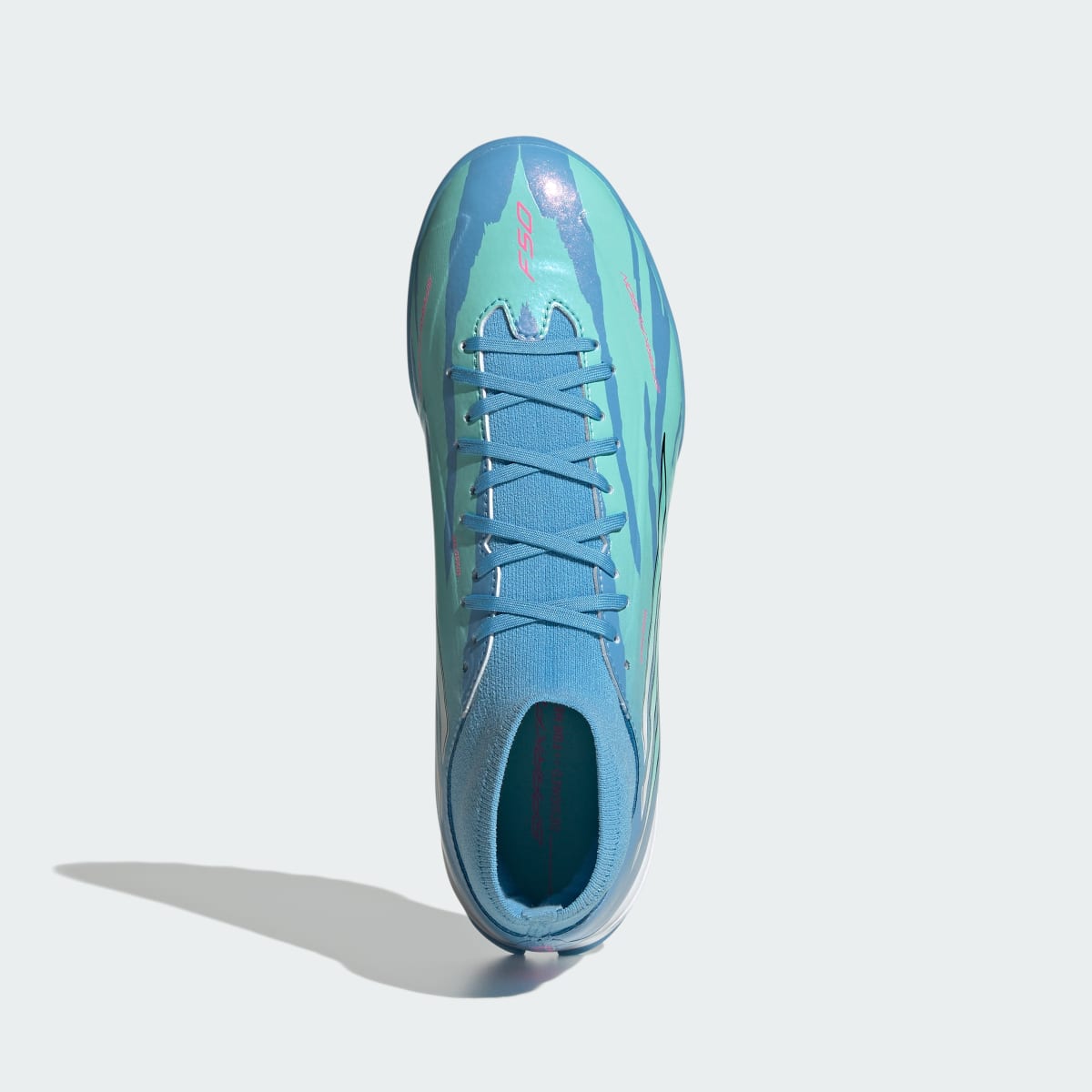 Adidas Women's F50 Sparkfusion League Mid Cut Turf Soccer Cleats Trinity Rodman - Semi Blue Burst / Cloud White / Lucid Pink - Image 3