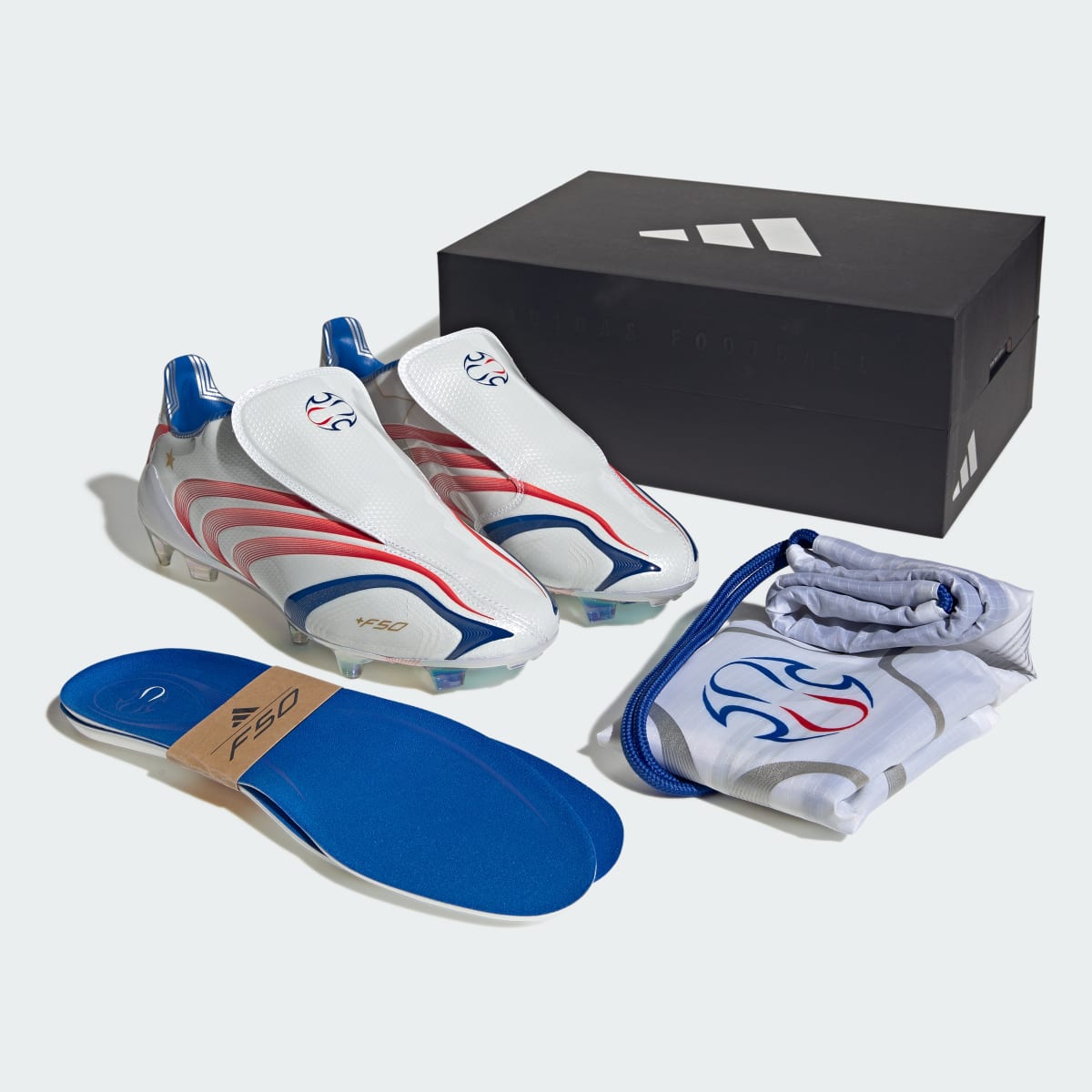 Adidas Women's F50 Tunit Firm Ground Soccer Cleats - Cloud White / Vivid Red / Royal Blue - Image 8