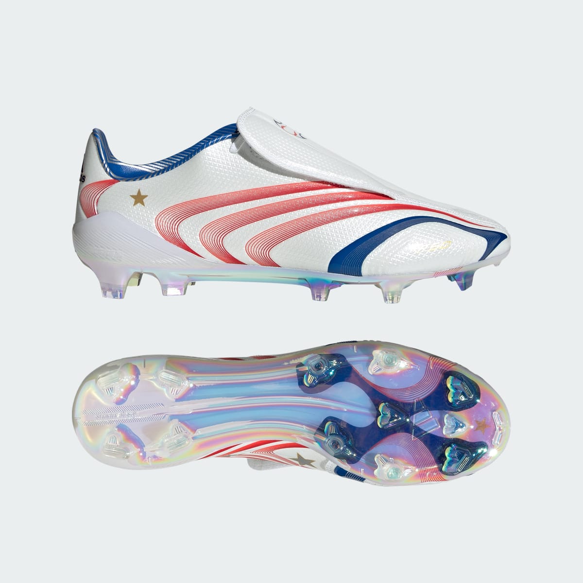 Adidas Women's F50 Tunit Firm Ground Soccer Cleats - Cloud White / Vivid Red / Royal Blue - Image 1