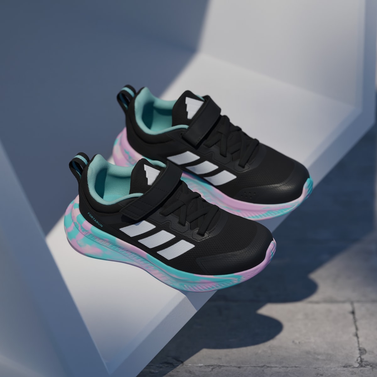 Adidas Kids' Fortarun 4.0 Shoes Kids - Core Black / Clear Pink / Flash Aqua - Image 4