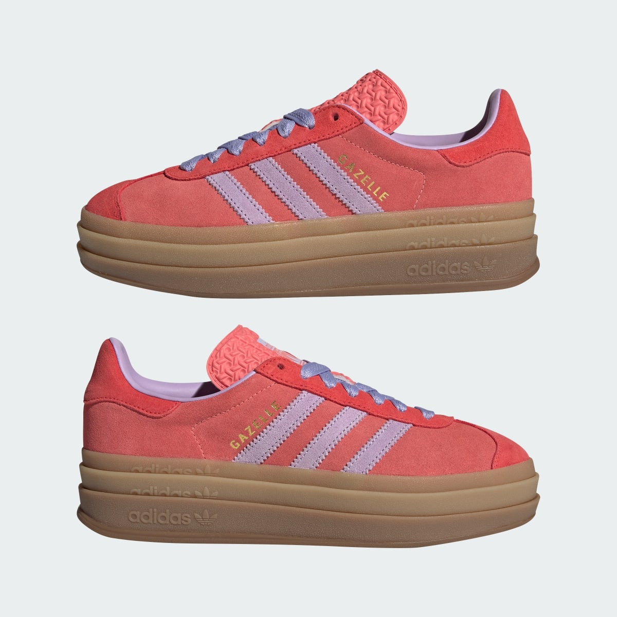 Adidas Women's GAZELLE BOLD SHOES - Semi Flash Red / Powder Plum / Semi Lucid Red - Image 7