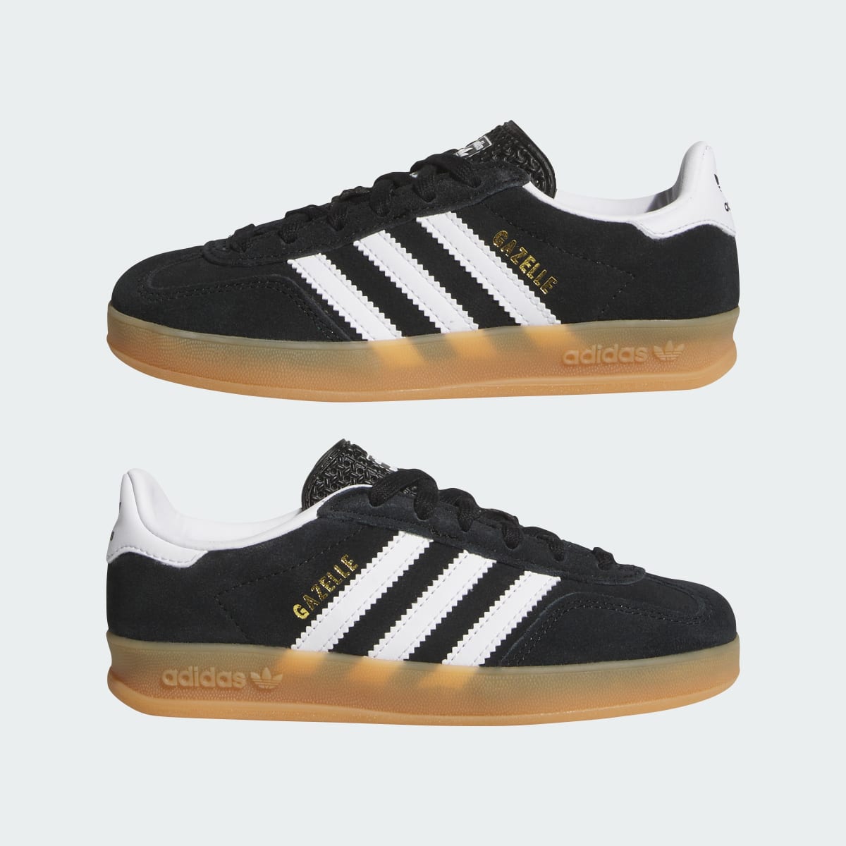 Adidas Kids' GAZELLE INDOOR SHOES - Core Black / Cloud White / Gum - Image 7