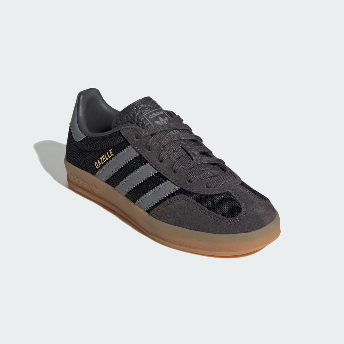 Adidas Kids' GAZELLE INDOOR SHOES - Utility Black / Grey Three / Gold Metallic - Image 4