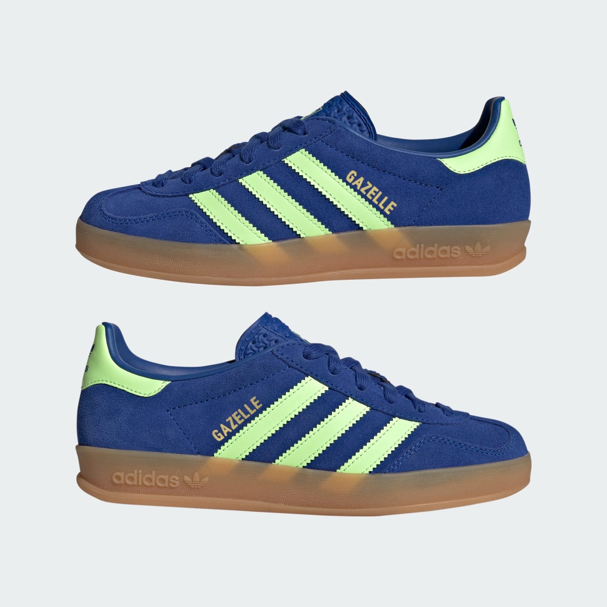 Adidas Kids' GAZELLE INDOOR SHOES - Royal Blue / Green Spark / Gold Metallic - Image 7