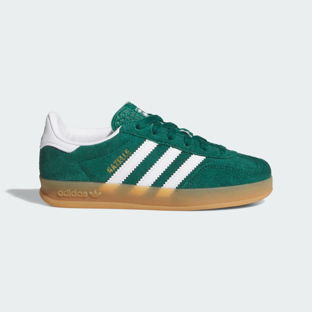Adidas Kids' GAZELLE INDOOR SHOES - Collegiate Green / Cloud White / Gum - Image 1