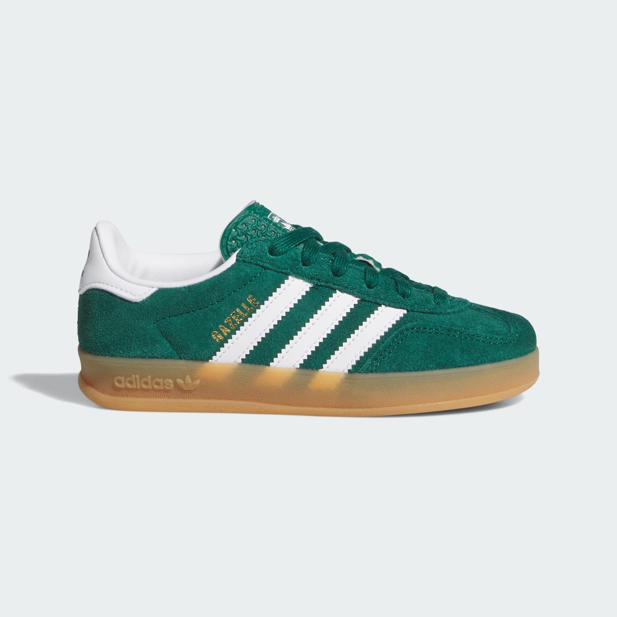 Adidas Kids' GAZELLE INDOOR SHOES - Collegiate Green / Cloud White / Gum - Image 1