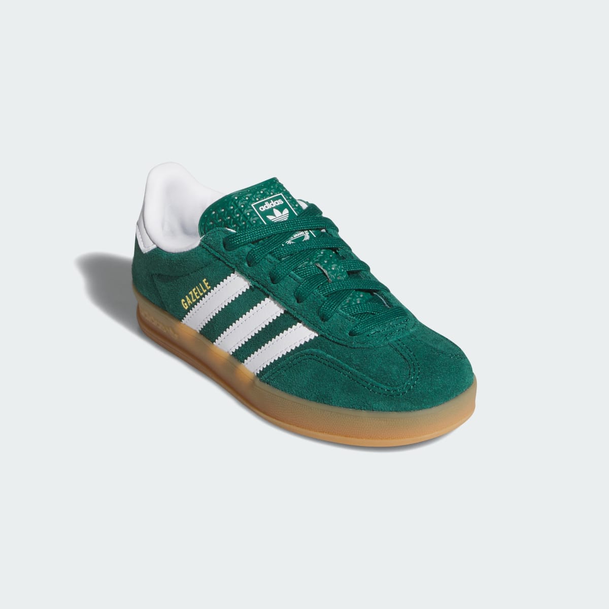 Adidas Kids' GAZELLE INDOOR SHOES - Collegiate Green / Cloud White / Gum - Image 4