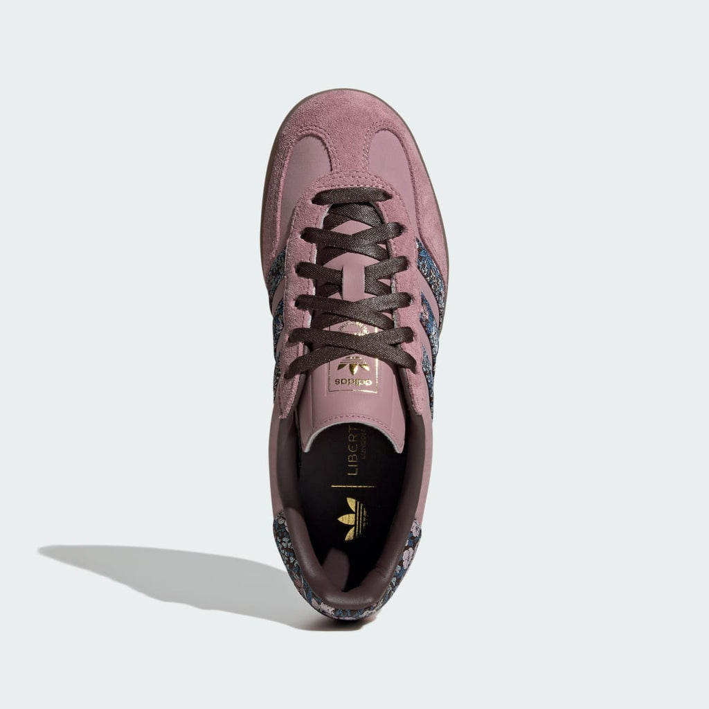 Adidas Women's GAZELLE INDOOR x LIBERTY LONDON SHOES - Magic Mauve / Aurora Coffee / Gum - Image 2