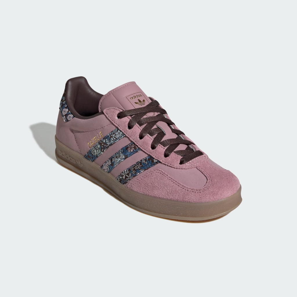 Adidas Women's GAZELLE INDOOR x LIBERTY LONDON SHOES - Magic Mauve / Aurora Coffee / Gum - Image 4