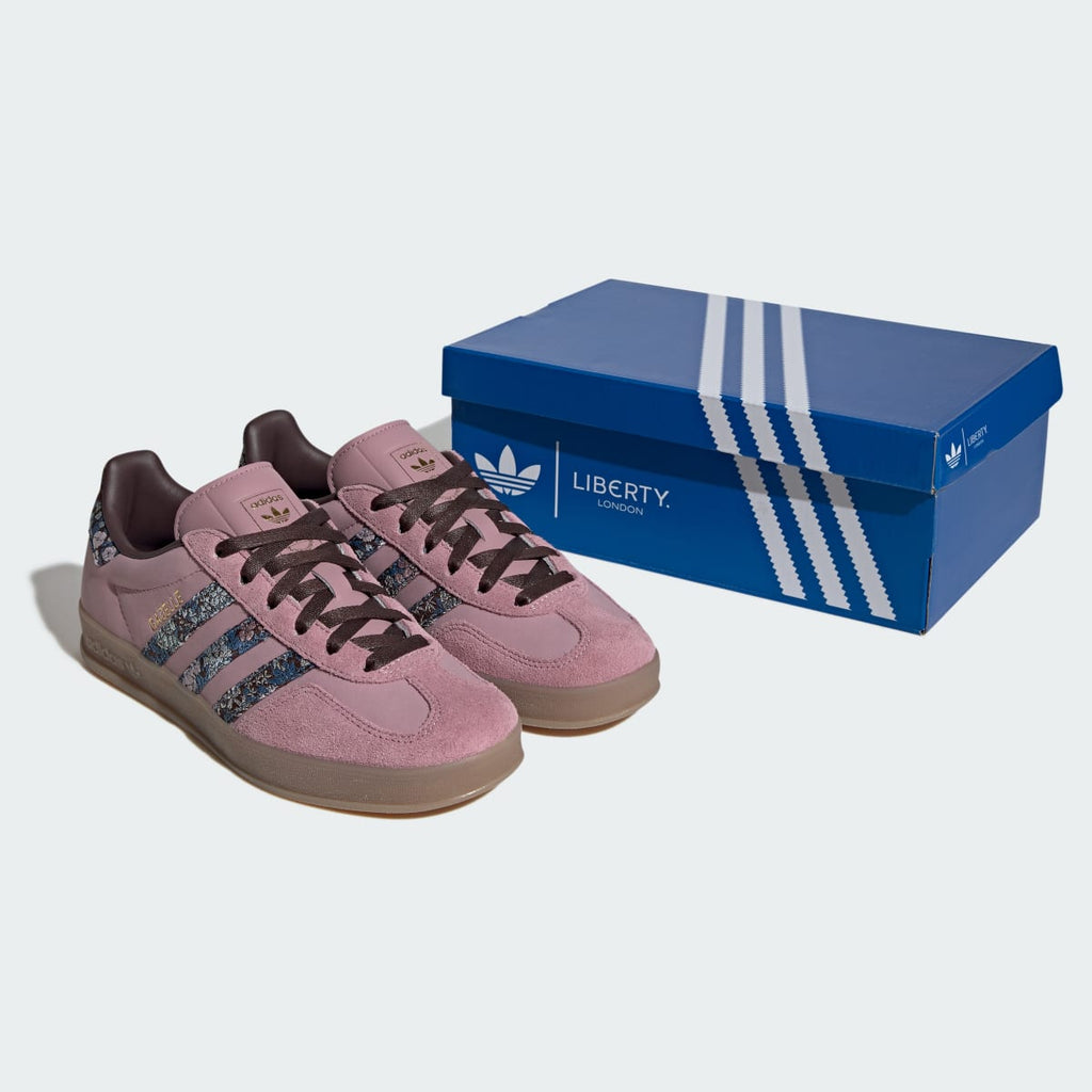 Adidas Women's GAZELLE INDOOR x LIBERTY LONDON SHOES - Magic Mauve / Aurora Coffee / Gum - Image 8