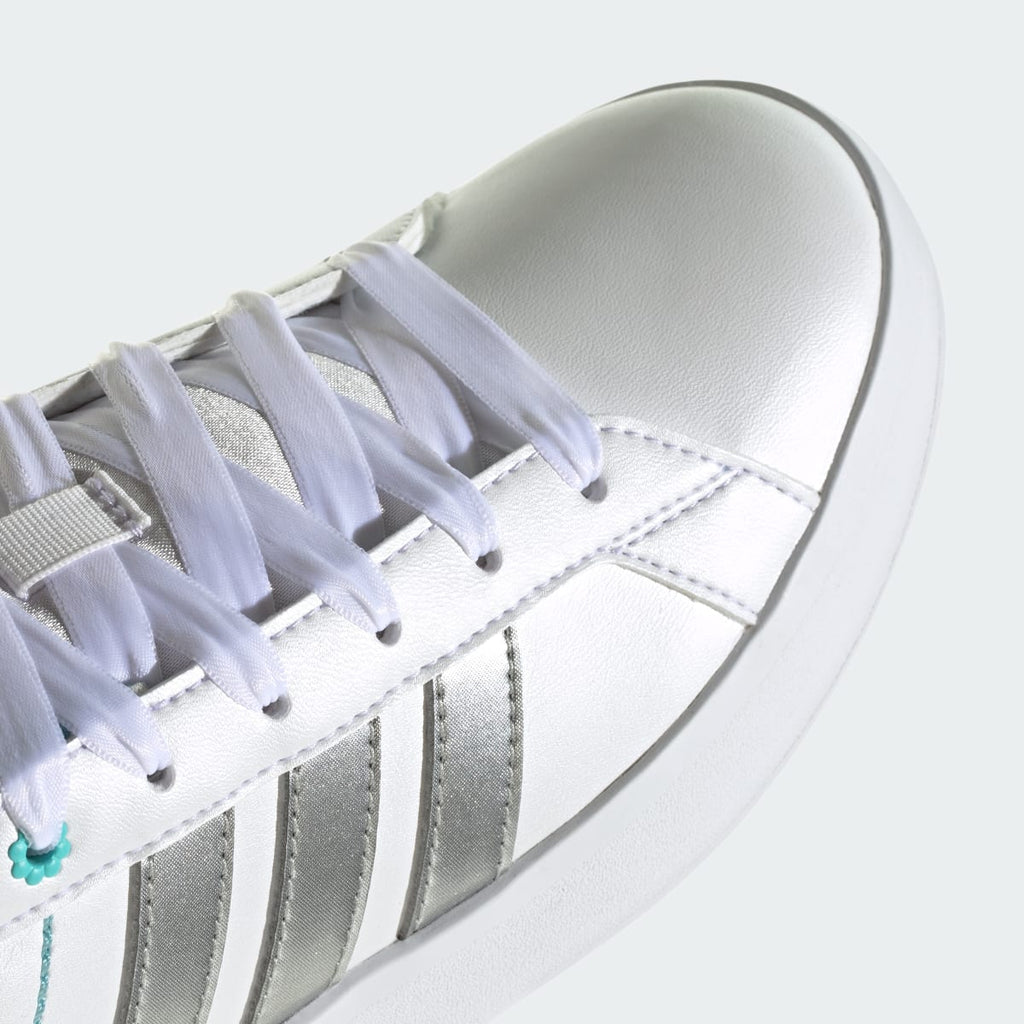 Adidas Kids' GRAND COURT 3.0 GIRLS SHOES JUNIOR - Cloud White / Silver Metallic / Flash Aqua - Image 9