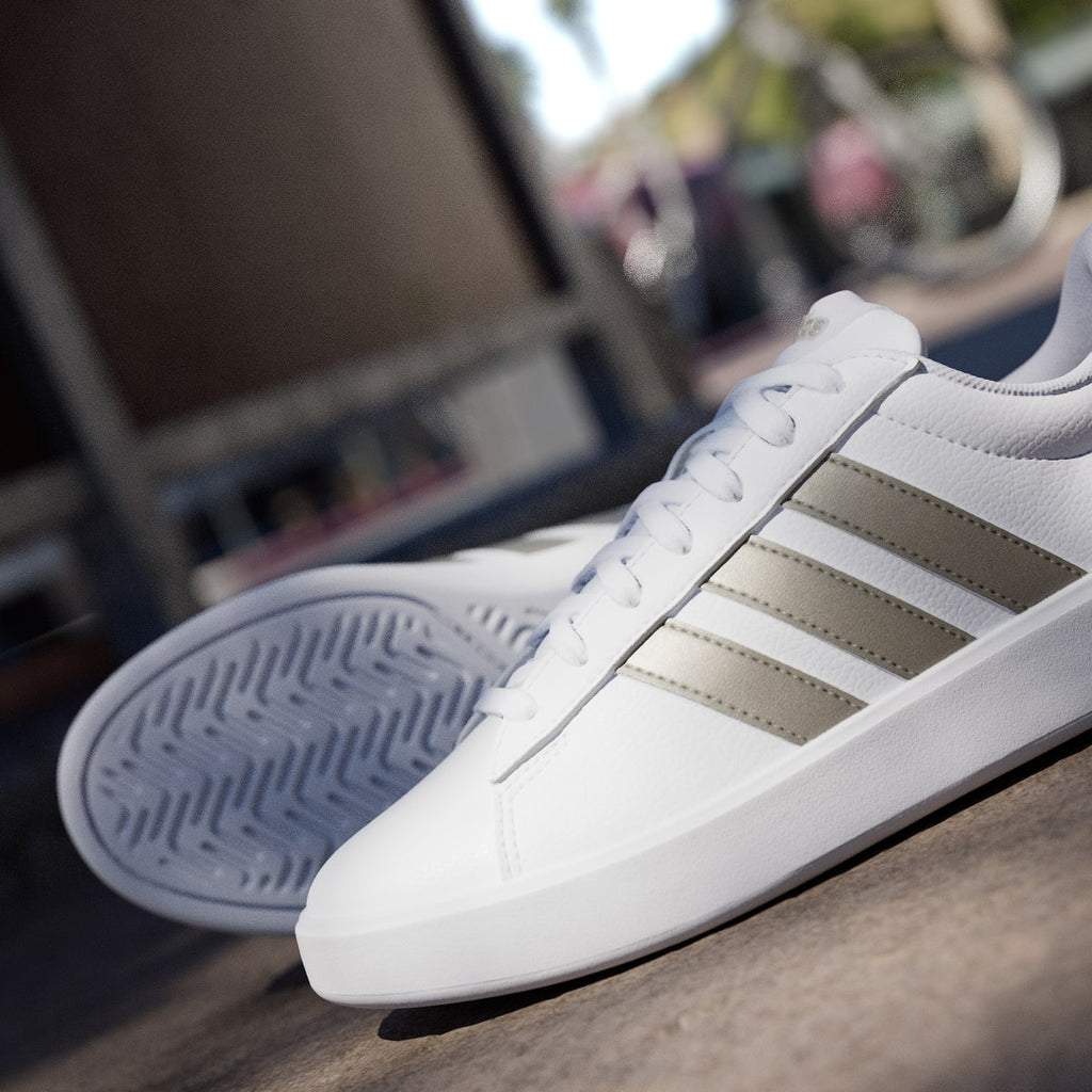 Adidas Women's GRAND COURT 3.0 SHOES - Cloud White / Cyber Metallic / Cloud White - Image 10