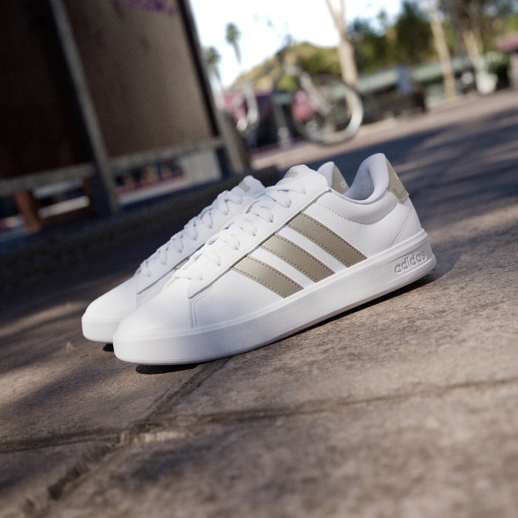 Adidas Women's GRAND COURT 3.0 SHOES - Cloud White / Cyber Metallic / Cloud White - Image 8