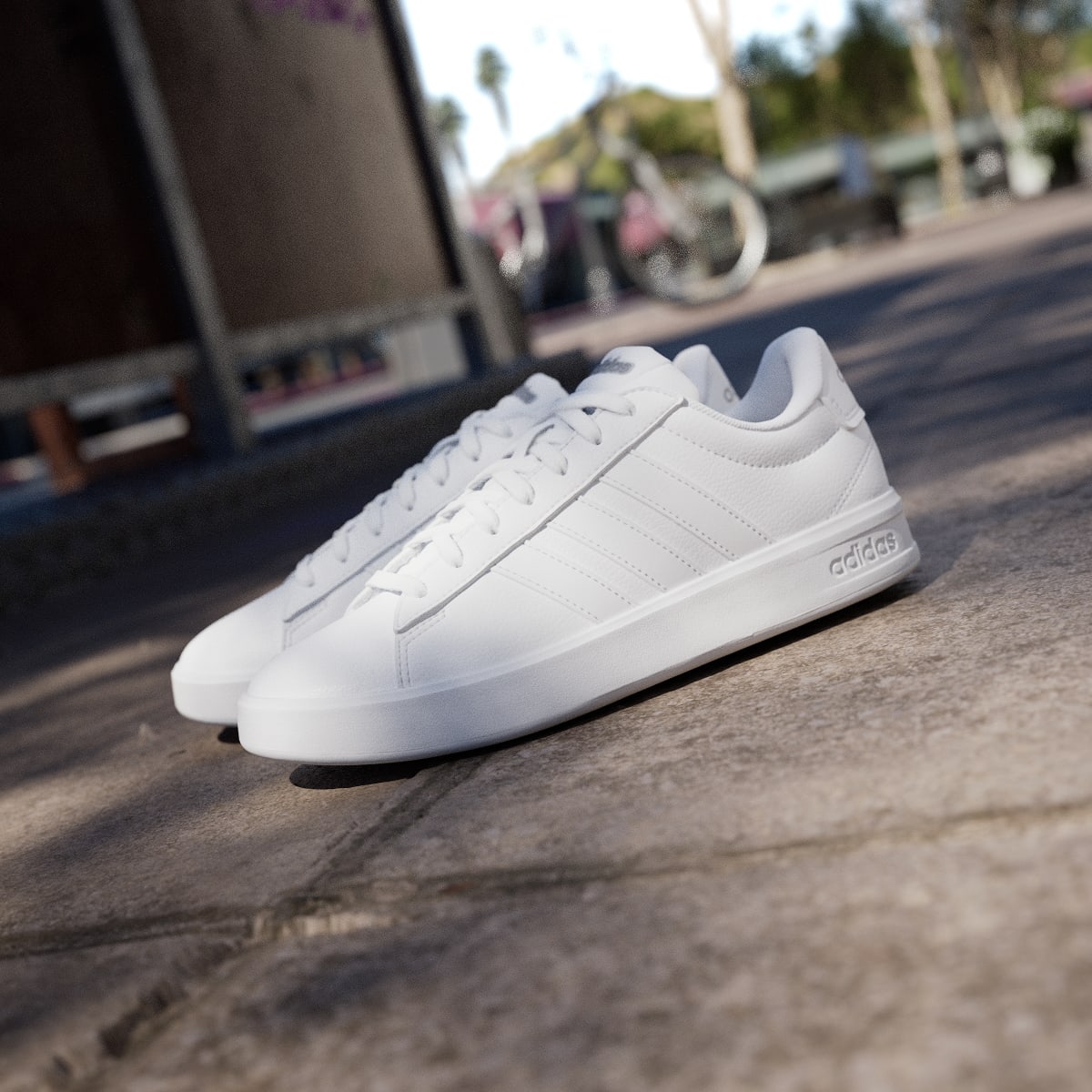 Adidas Women's GRAND COURT 3.0 SHOES - Cloud White / Cloud White / Iron Metallic - Image 8
