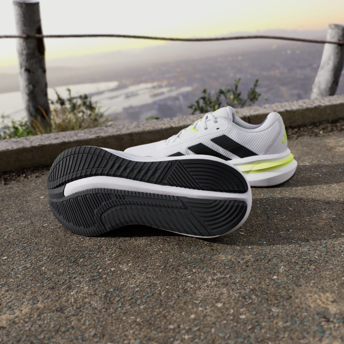 Adidas Men's Galaxy 7 Running Shoes - Cloud White / Core Black / Solar Slime - Image 4