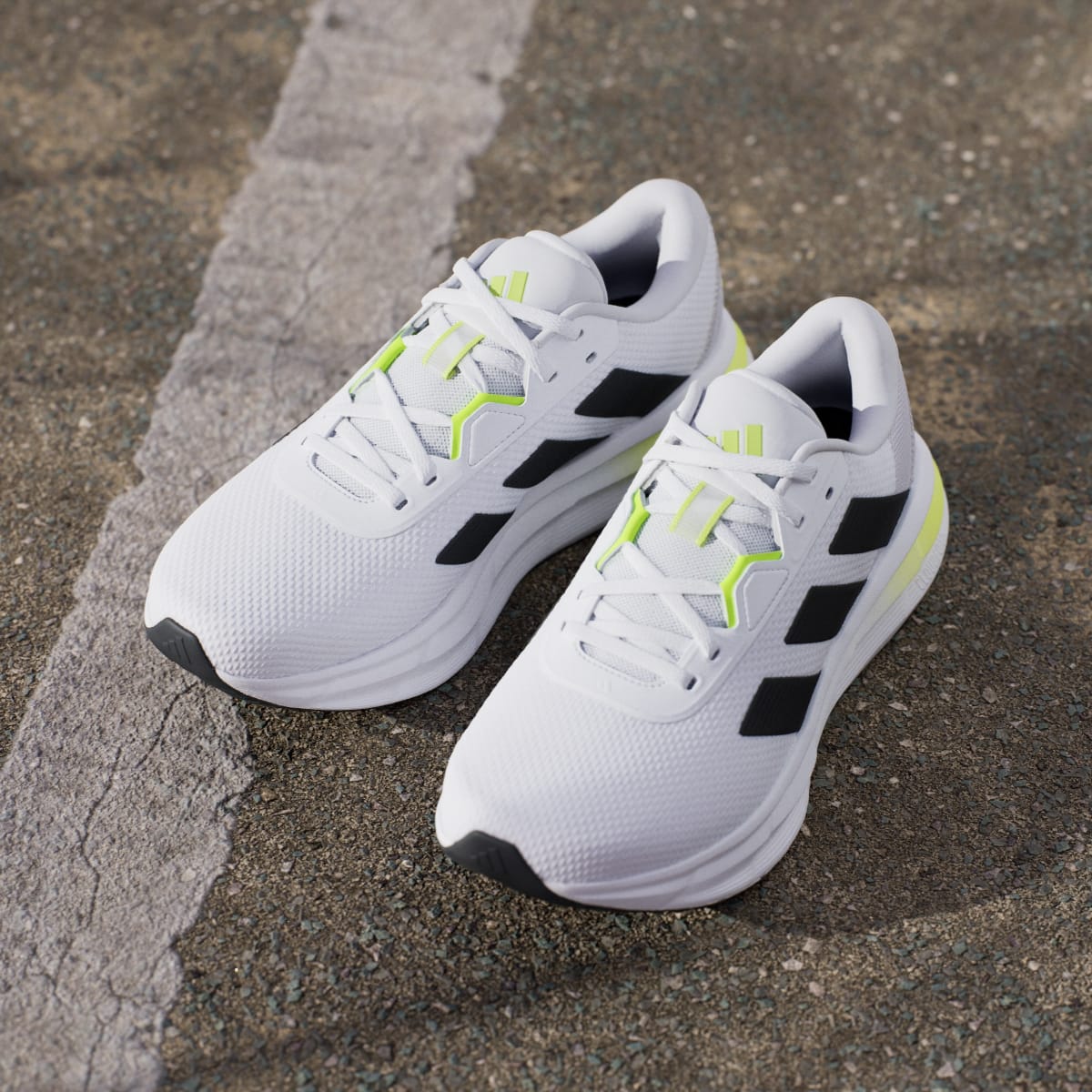 Adidas Men's Galaxy 7 Running Shoes - Cloud White / Core Black / Solar Slime - Image 5