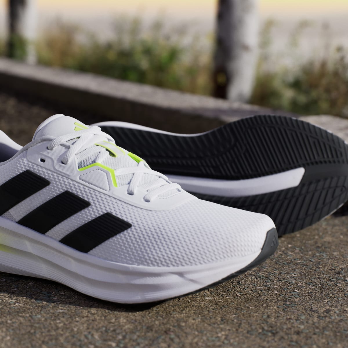 Adidas Men's Galaxy 7 Running Shoes - Cloud White / Core Black / Solar Slime - Image 9