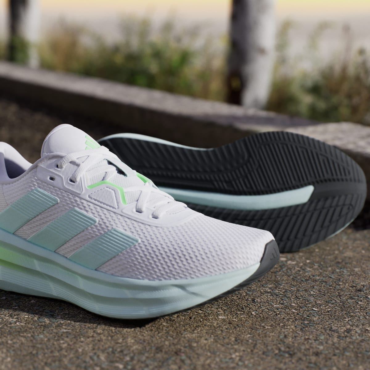 Adidas Women's Galaxy 7 Running Shoes - Cloud White / Halo Mint / Lime Burst - Image 9