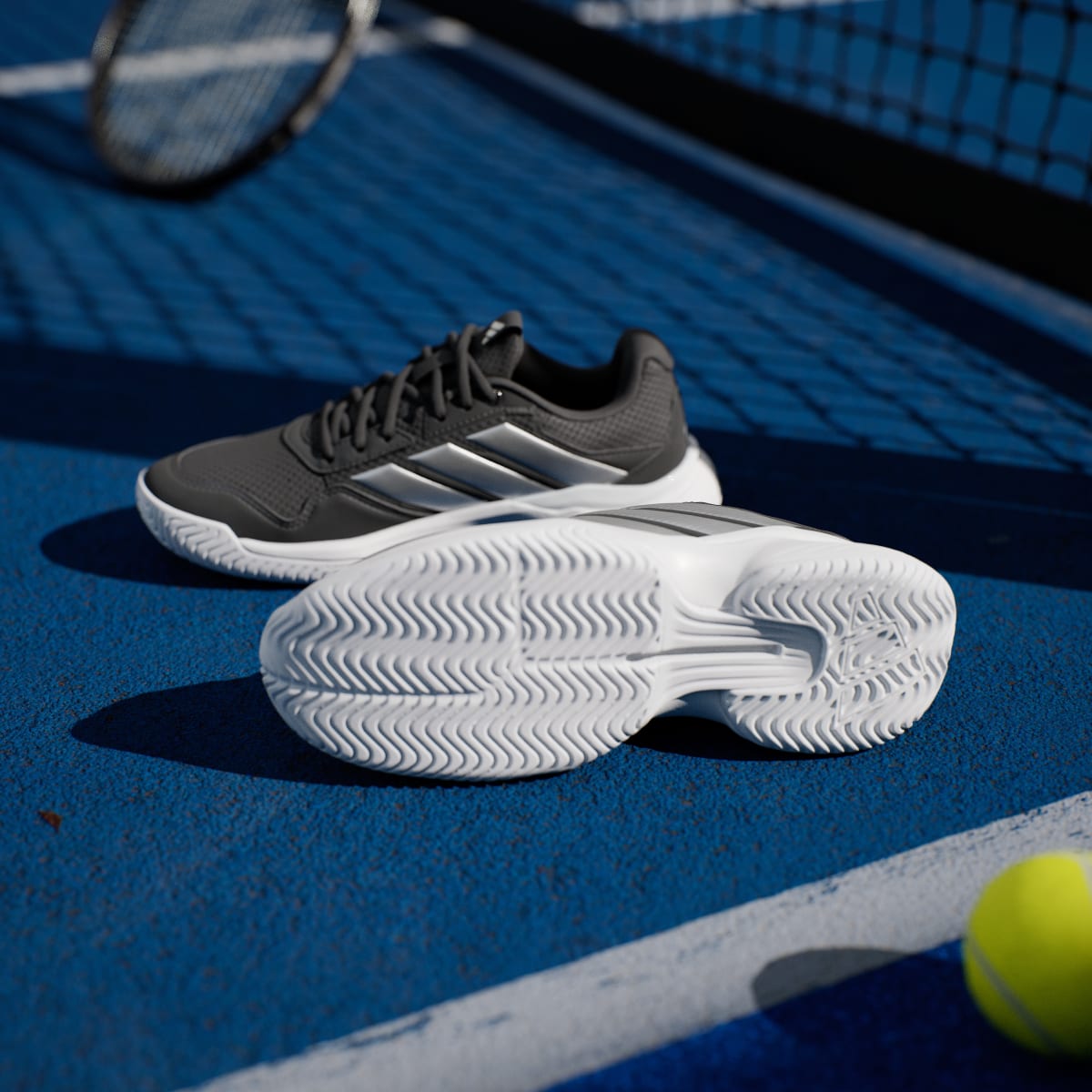 Adidas Women's GameCourt 3 All Court Tennis Shoes - Core Black / Silver Metallic / Cloud White - Image 4