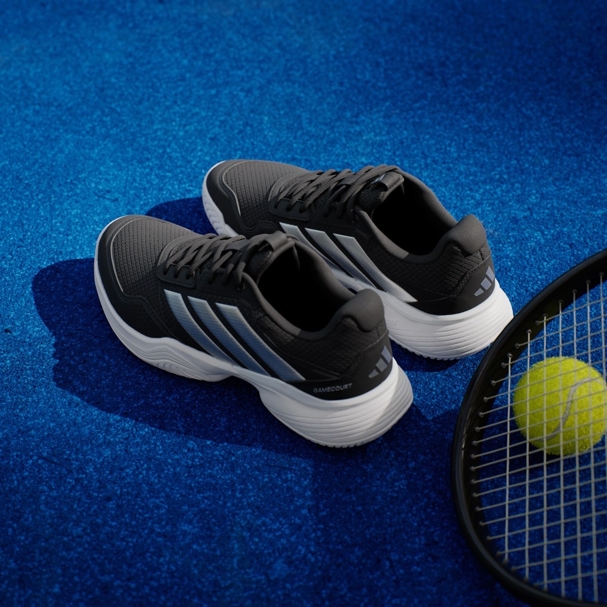 Adidas Women's GameCourt 3 All Court Tennis Shoes - Core Black / Silver Metallic / Cloud White - Image 6