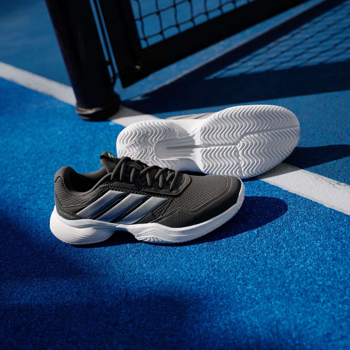 Adidas Women's GameCourt 3 All Court Tennis Shoes - Core Black / Silver Metallic / Cloud White - Image 8