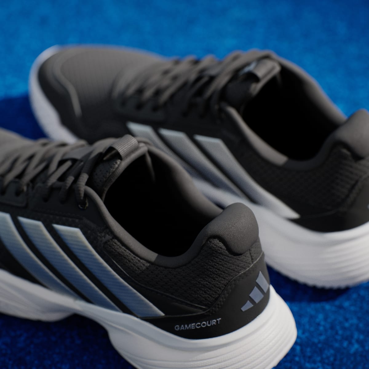 Adidas Women's GameCourt 3 All Court Tennis Shoes - Core Black / Silver Metallic / Cloud White - Image 9