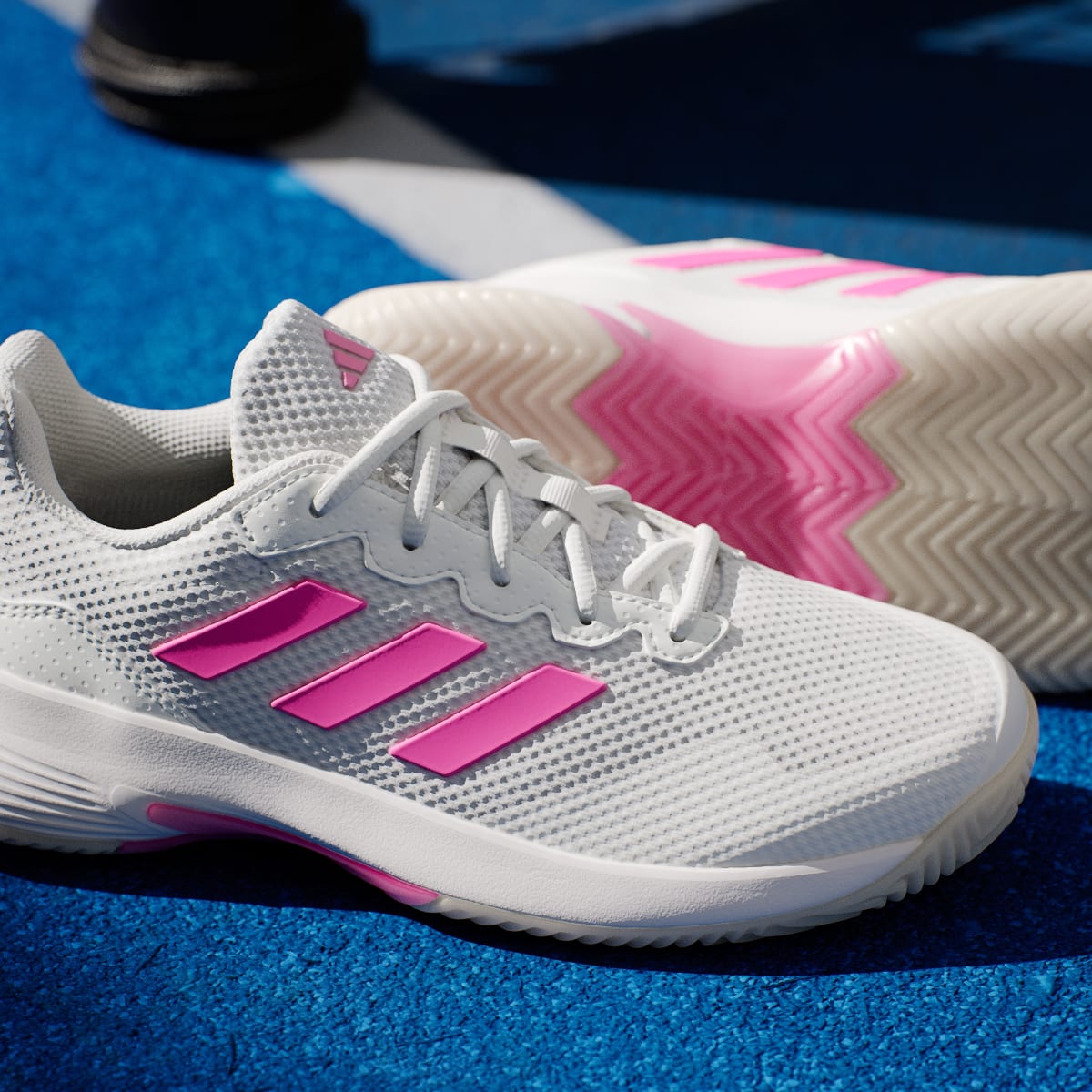 Adidas Women's Gamecourt 2.0 Tennis Shoes - Core White / Lucid Pink / Core Black - Image 11