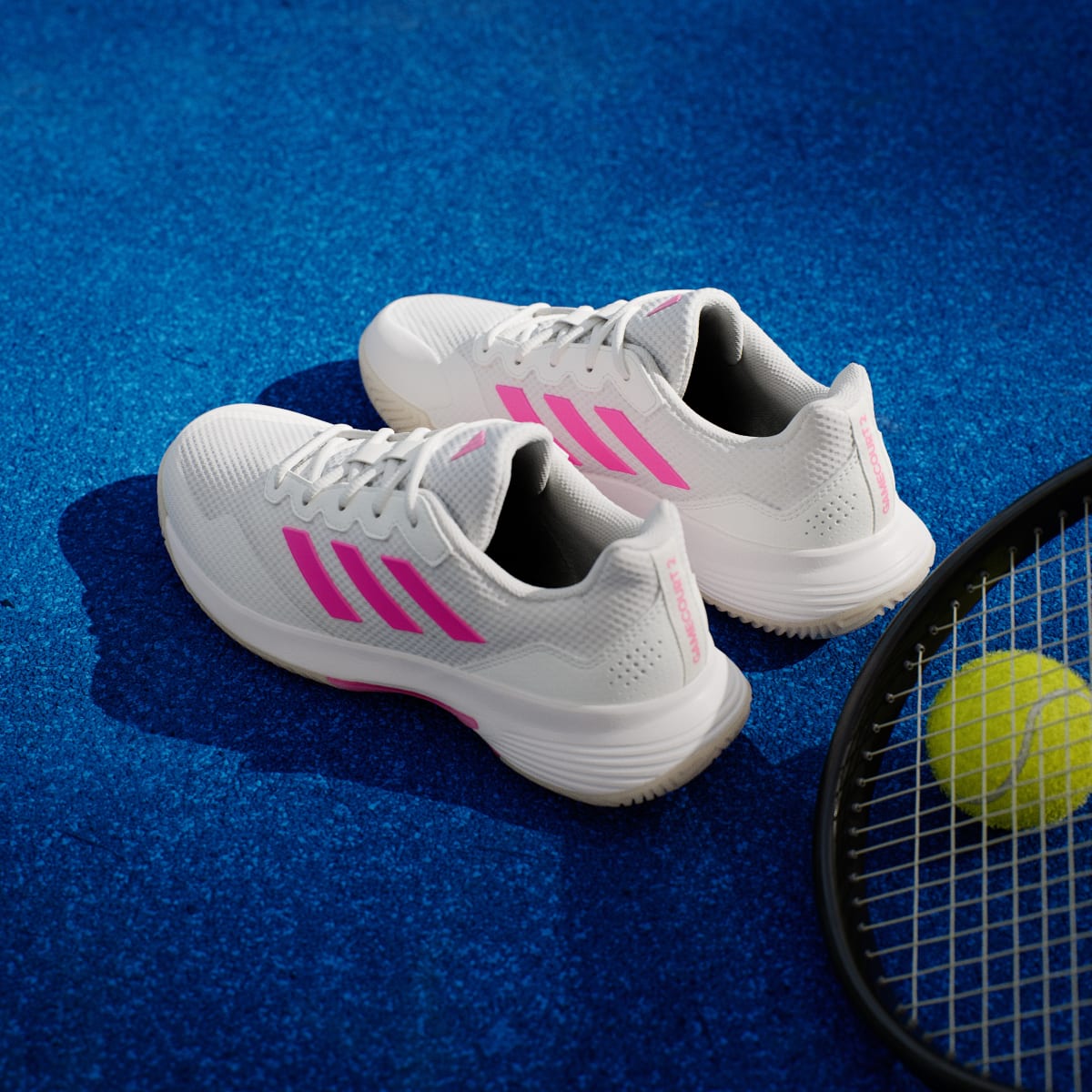 Adidas Women's Gamecourt 2.0 Tennis Shoes - Core White / Lucid Pink / Core Black - Image 6
