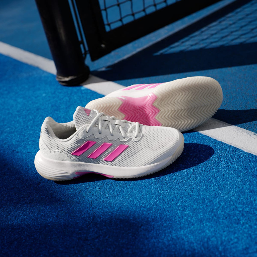 Adidas Women's Gamecourt 2.0 Tennis Shoes - Core White / Lucid Pink / Core Black - Image 8