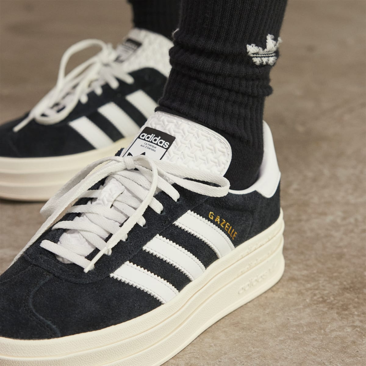 Adidas Women's Gazelle Bold Shoes - Core Black / Cloud White / Core White - Image 5