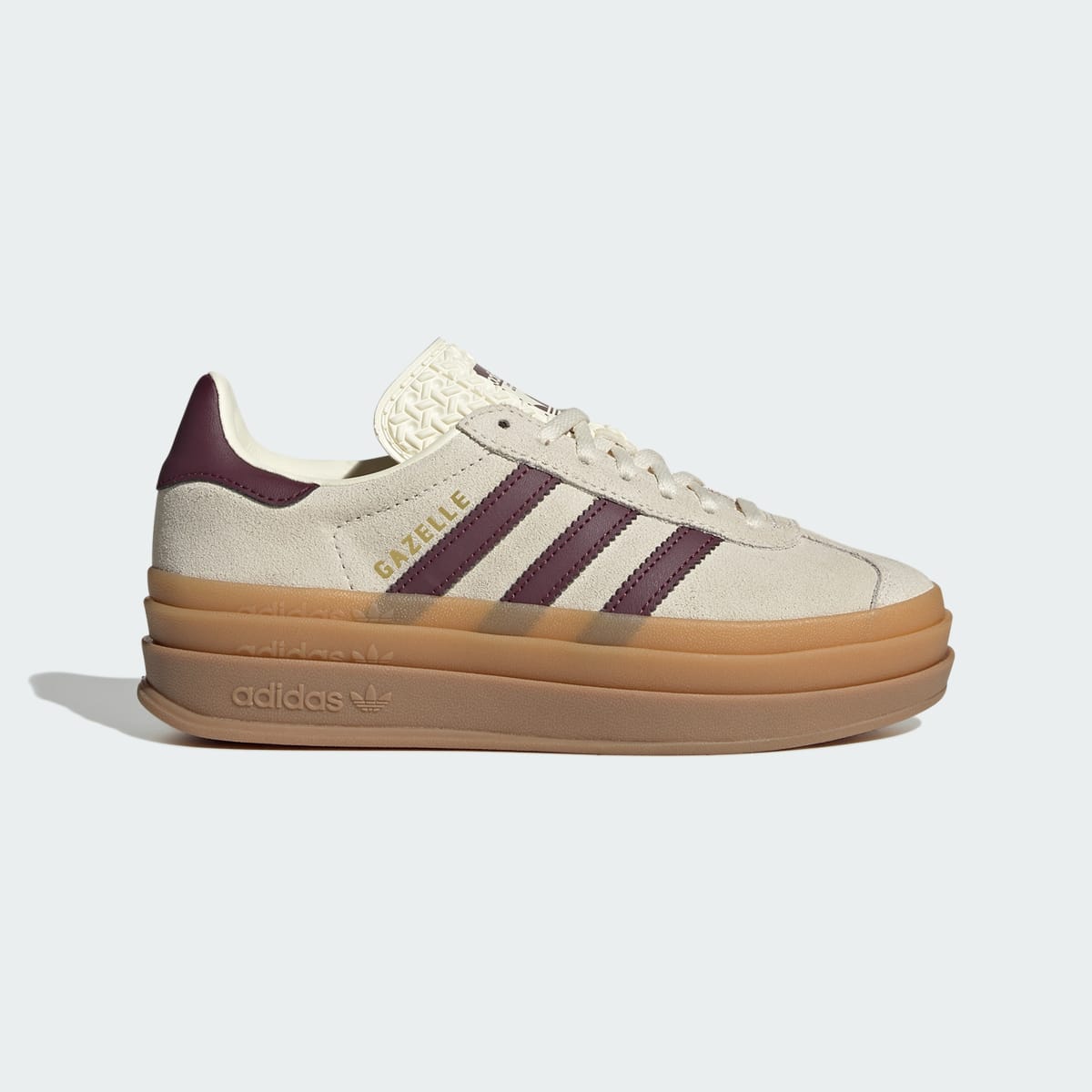 Adidas Kids' Gazelle Bold Shoes Kids - Cream White / Maroon / Gold Metallic - Image 1