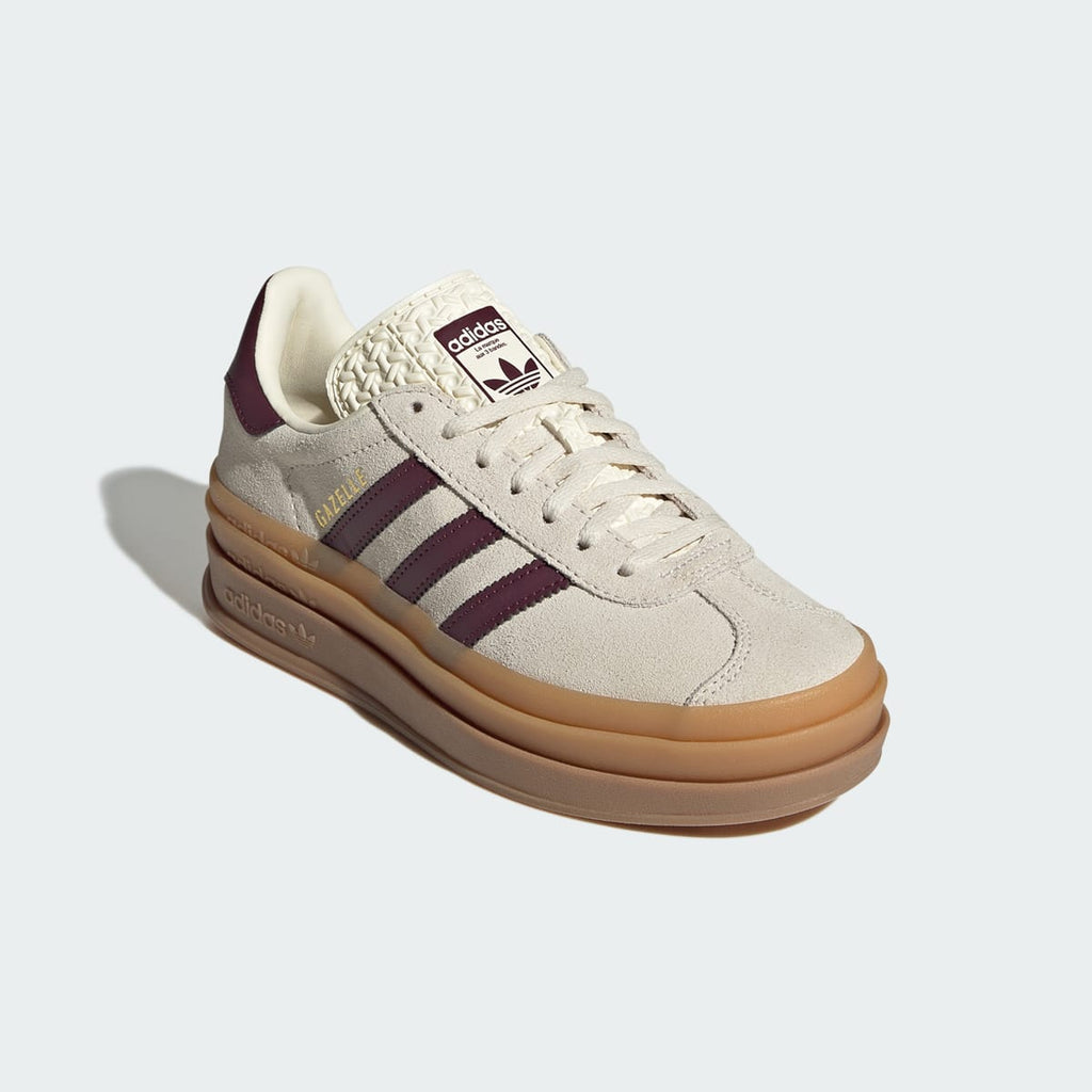 Adidas Kids' Gazelle Bold Shoes Kids - Cream White / Maroon / Gold Metallic - Image 4