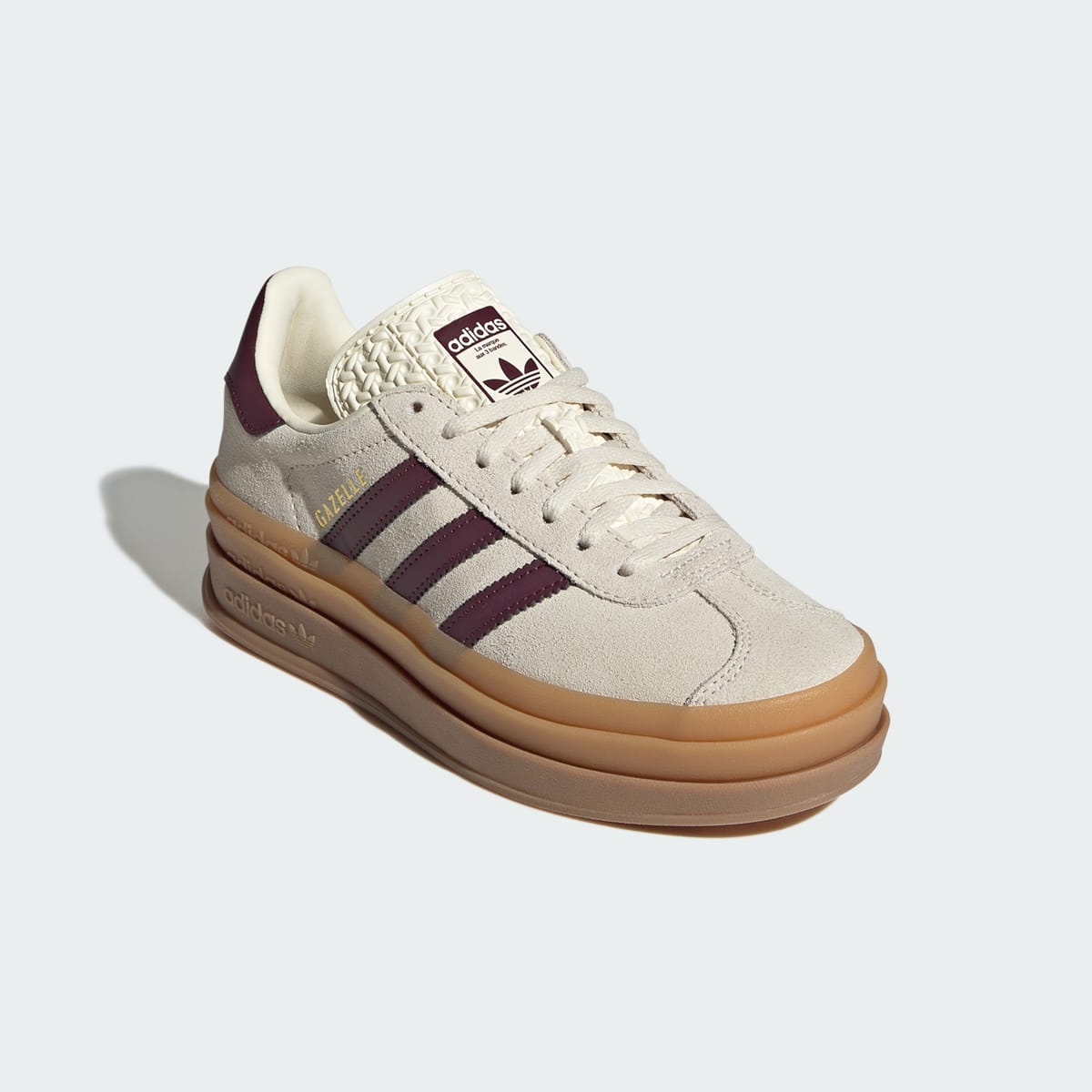 Adidas Kids' Gazelle Bold Shoes Kids - Cream White / Maroon / Gold Metallic - Image 4