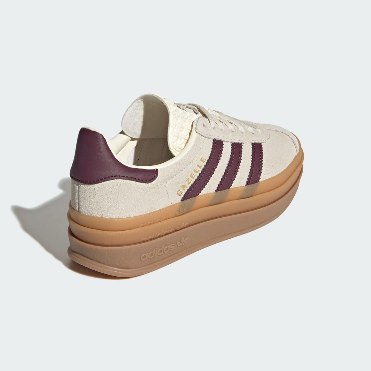 Adidas Kids' Gazelle Bold Shoes Kids - Cream White / Maroon / Gold Metallic - Image 5
