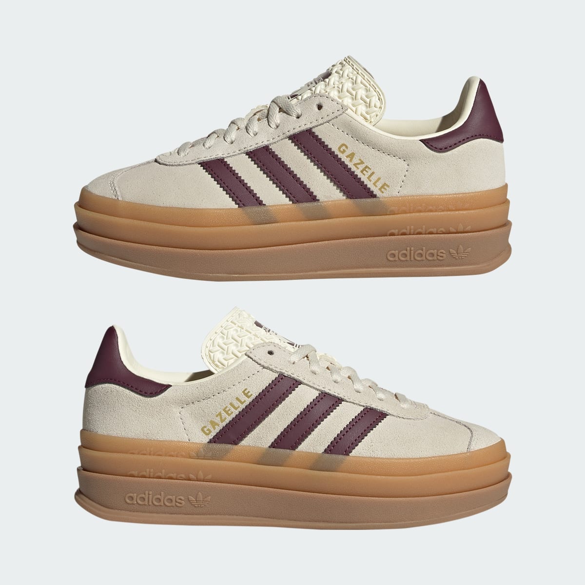Adidas Kids' Gazelle Bold Shoes Kids - Cream White / Maroon / Gold Metallic - Image 7
