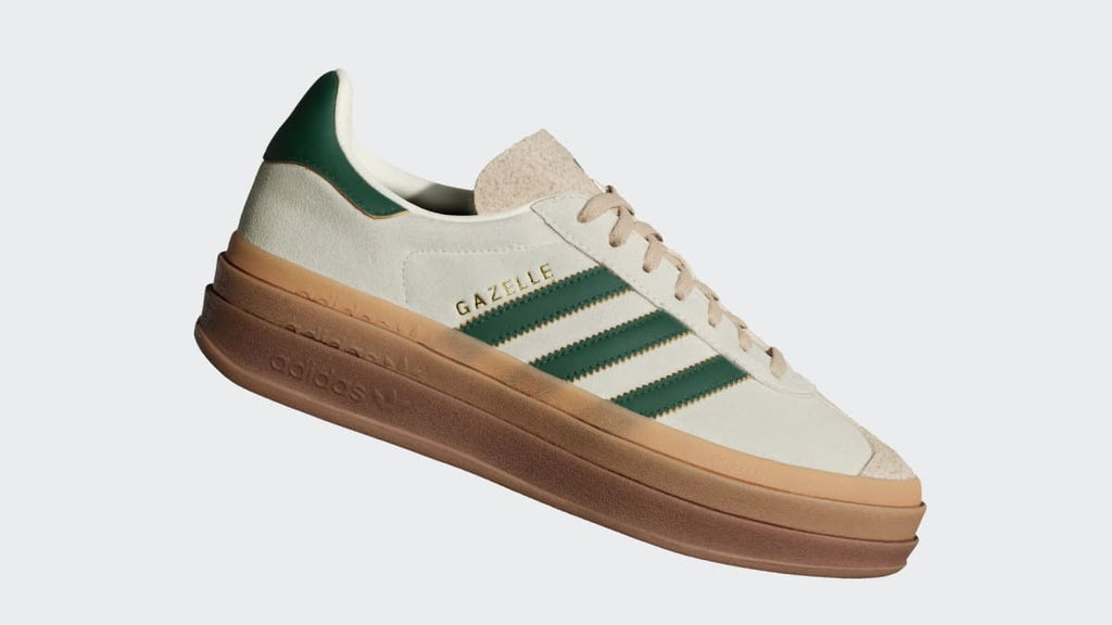 Adidas Women's Gazelle Bold Shoes - Cream White / Collegiate Green / Magic Beige - Image 3