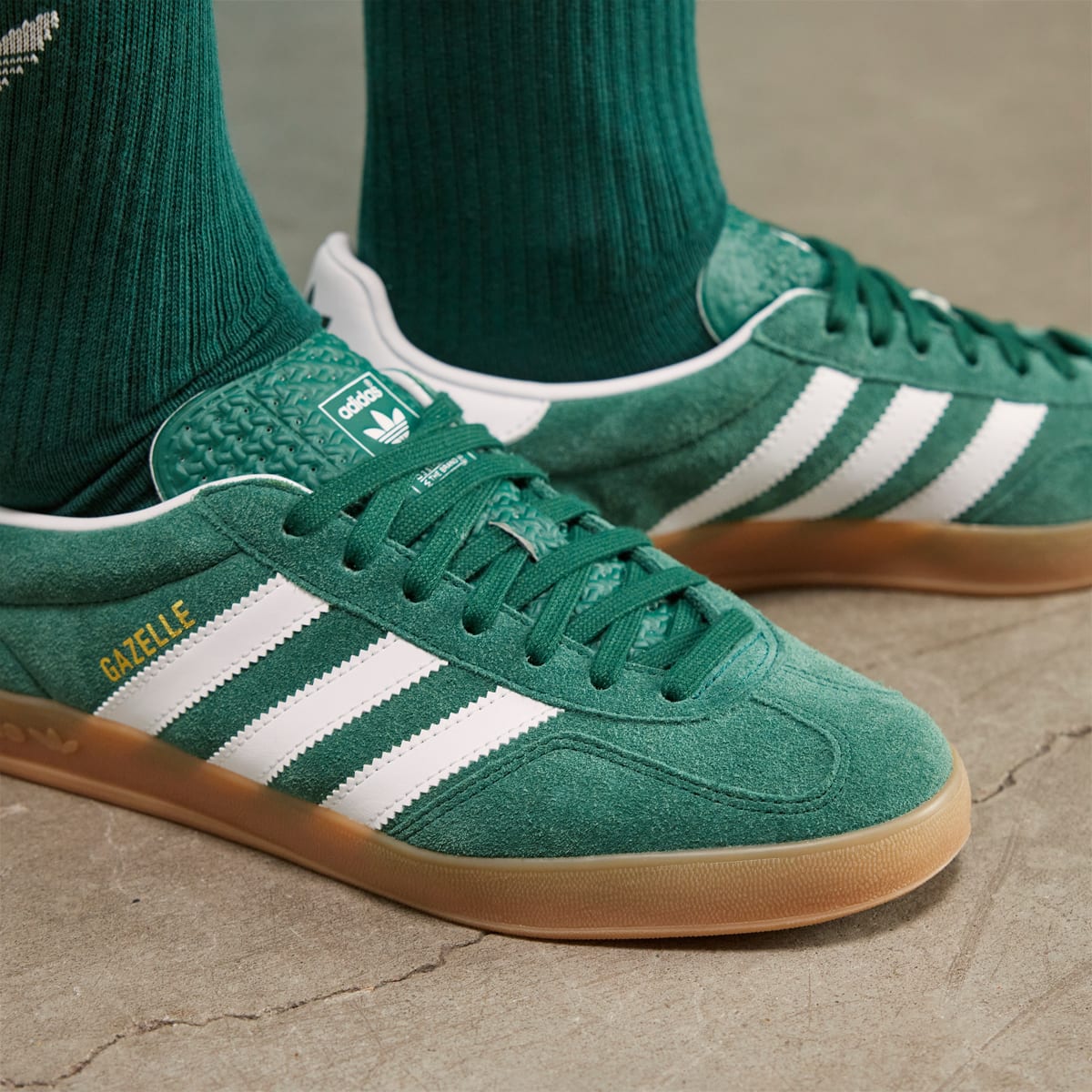 Adidas Men's Gazelle Indoor Shoes - Collegiate Green / Cloud White / Gum - Image 4