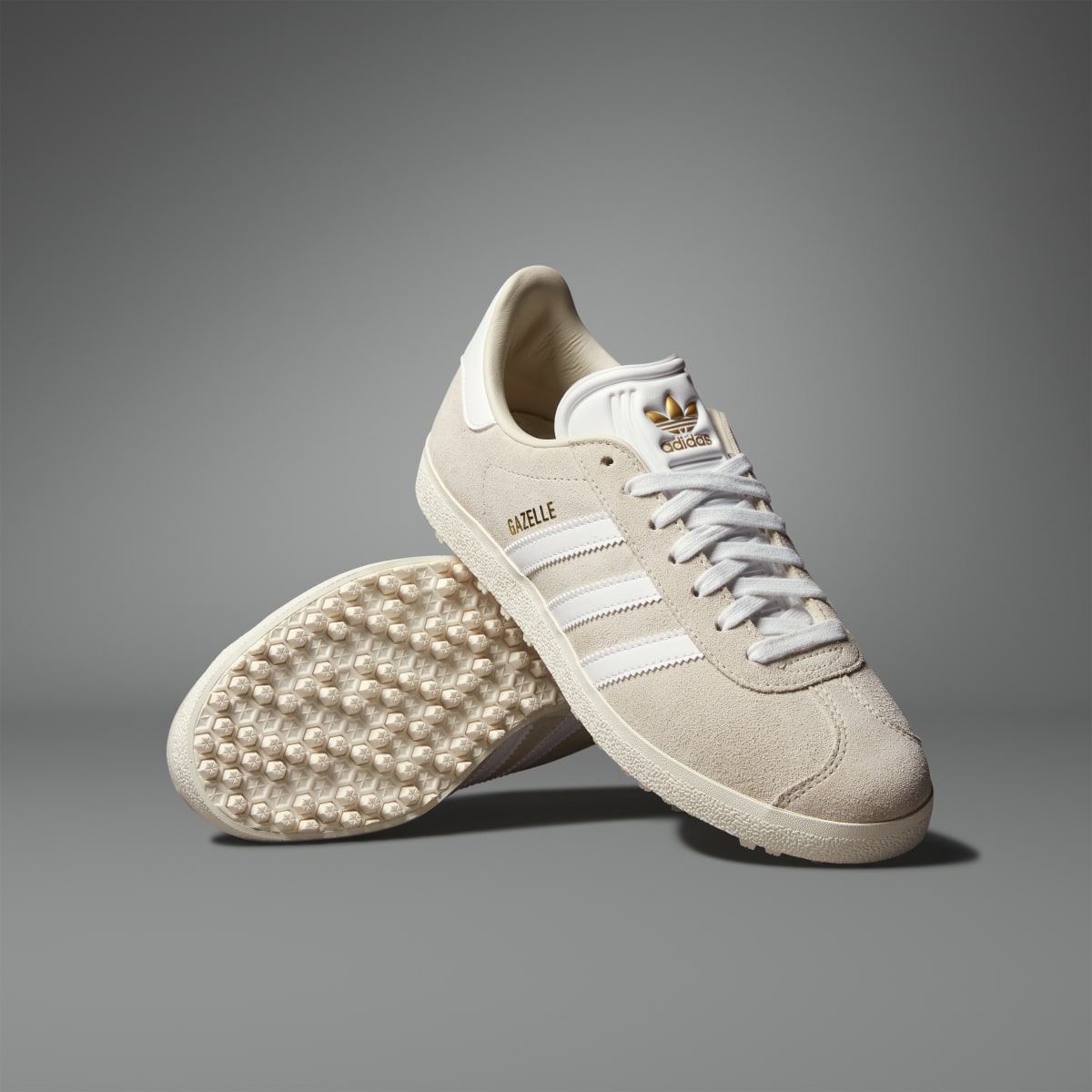 Adidas Women's Gazelle Spikeless Golf Shoes - Alumina / Cloud White / Gold Metallic - Image 1