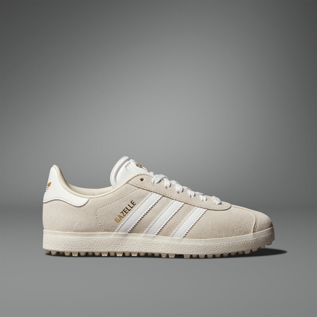 Adidas Women's Gazelle Spikeless Golf Shoes - Alumina / Cloud White / Gold Metallic - Image 3