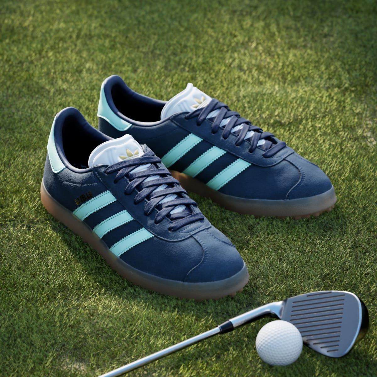 Adidas Men's Gazelle Spikeless Golf Shoes - Night Indigo / Clear Mint / Cloud White - Image 5
